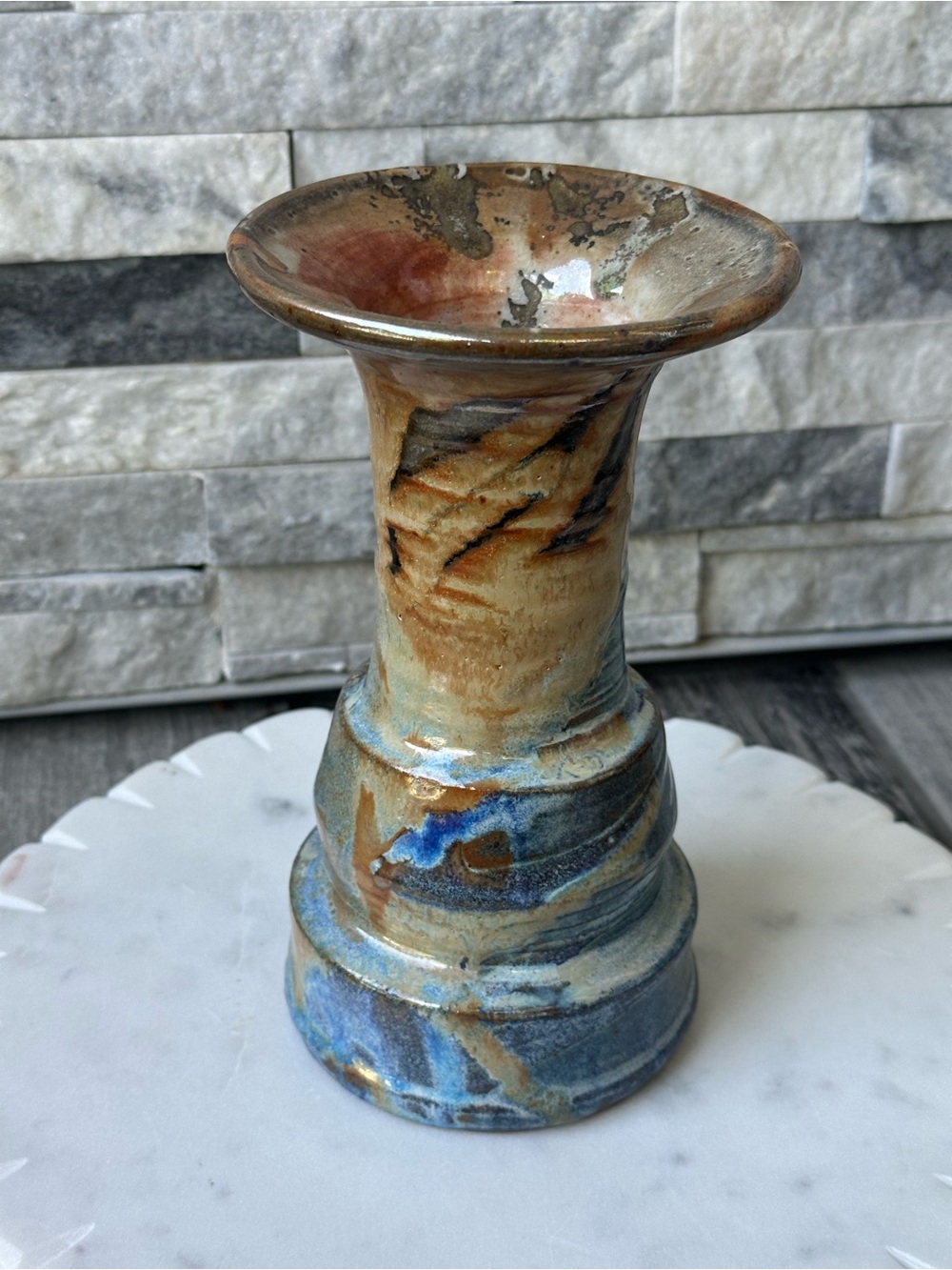 Studio Pottery Handmade Vase Rustic Earth Tones Decorative Accent